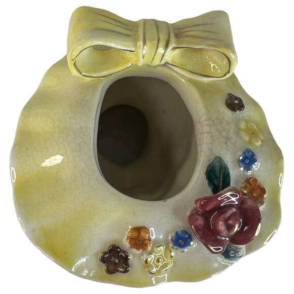 Vintage Acme Ware Lady Head Vase Yellow With Flowers Gold Accents Made Japan VTG - Picture 5 of 10